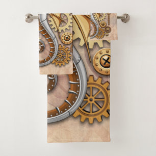 Steampunk Seahorse Vintage Surreal Art  Bath Towel Set