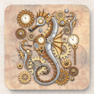 Steampunk Seahorse Vintage Surreal Art   Coaster