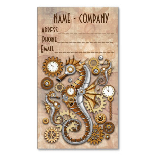 Steampunk Seahorse Vintage Surreal Art   Magnetic Business Card