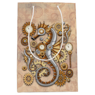 Steampunk Seahorse Vintage Surreal Art Medium Gift Bag