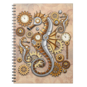 Steampunk Seahorse Vintage Surreal Art Notebook