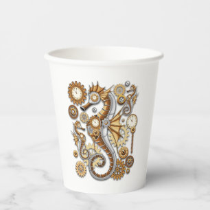 Steampunk Seahorse Vintage Surreal Art  Paper Cups