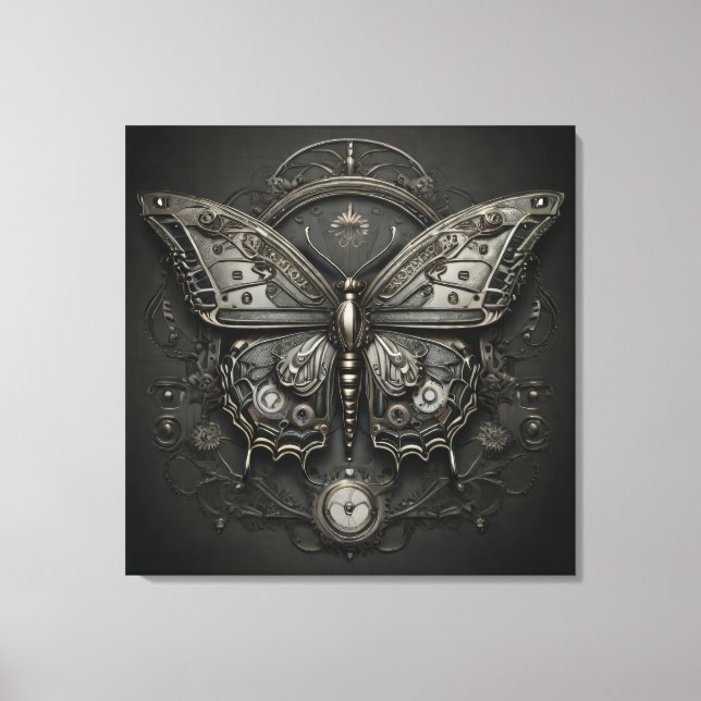 Steampunk Serenity - Butterfly Digital Art Canvas Print (Front)