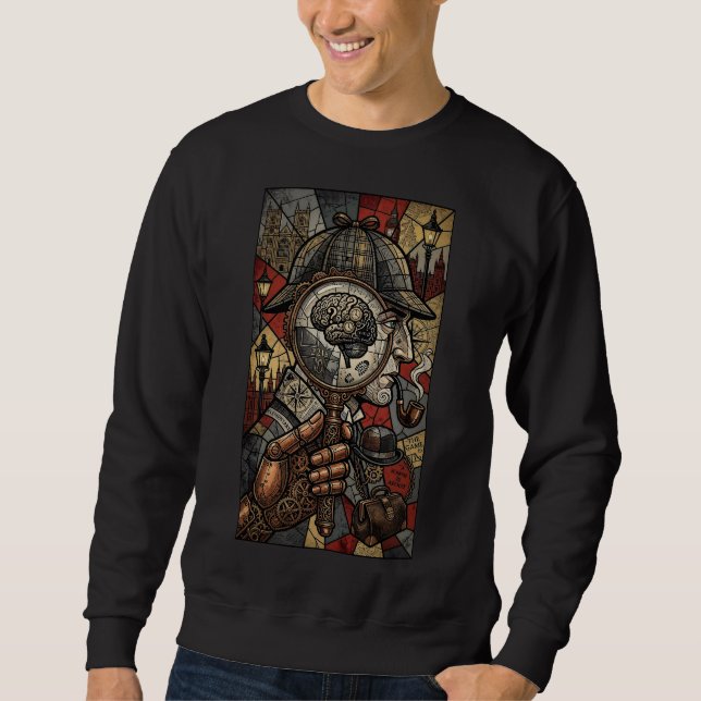 Steampunk Sherlock Holmes Stained Glass Art Sweatshirt (Front)