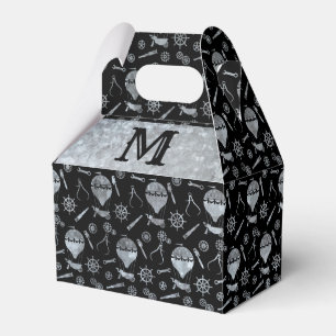 Steampunk Silver Zinc Balloons Monogram Gable Favour Box