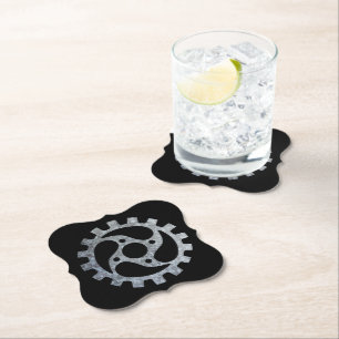 Steampunk Silver Zinc Gear VI Paper Coaster