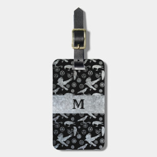 Steampunk Silver Zinc Steel Gears and Crows Luggage Tag