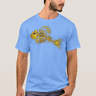 Steampunk skeleton fish in gold T-Shirt