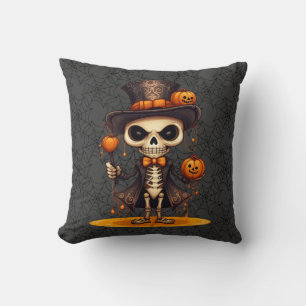 Steampunk Skeleton Throw Pillow