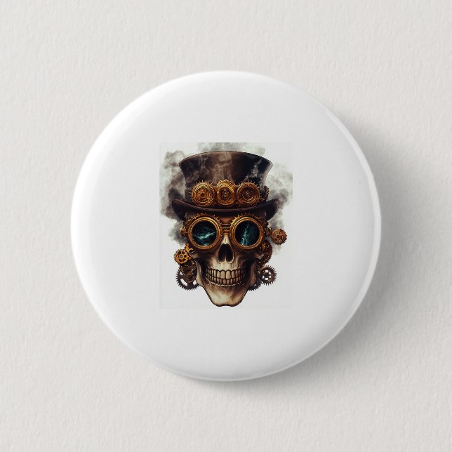 Steampunk Skull Engine 6 Cm Round Badge (Front)