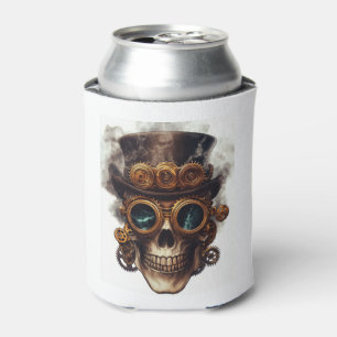Steampunk Skull Engine Can Cooler