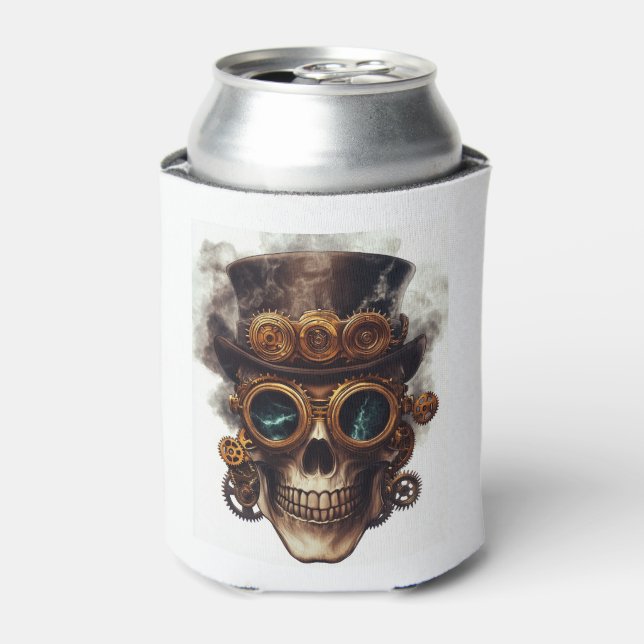 Steampunk Skull Engine Can Cooler (Can Front)