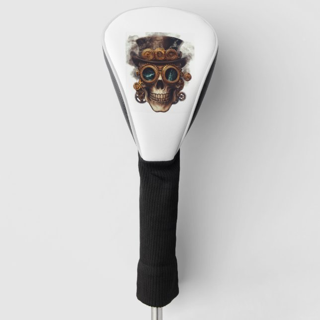 Steampunk Skull Engine Golf Head Cover (Front)