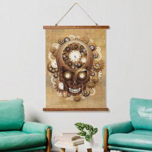 Steampunk Skull Gothic Style Hanging Tapestry
