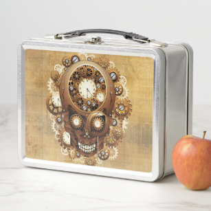Steampunk Skull Gothic Style Metal Lunch Box