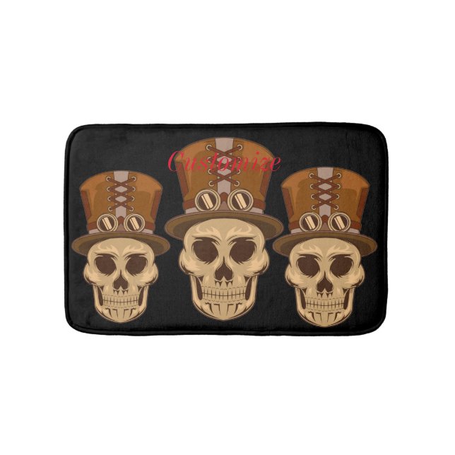 Steampunk Skull in Top Hat Thunder_Cove Bath Mat (Front)