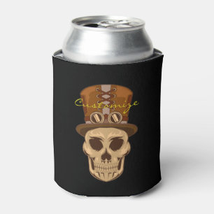 Steampunk Skull in Top Hat Thunder_Cove Can Cooler