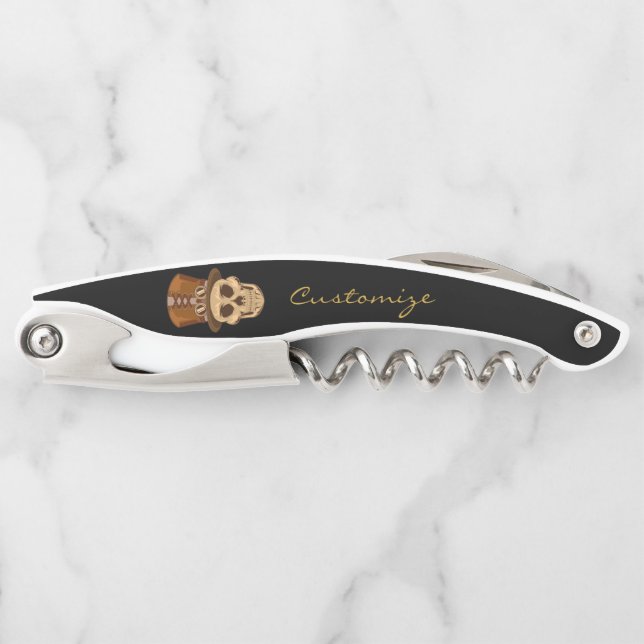 Steampunk Skull in Top Hat Thunder_Cove Corkscrew (Front)