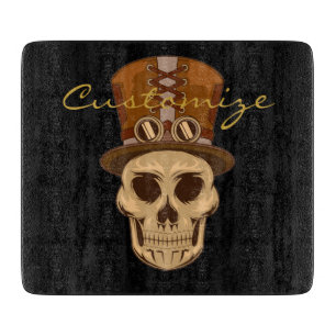 Steampunk Skull in Top Hat Thunder_Cove Cutting Board