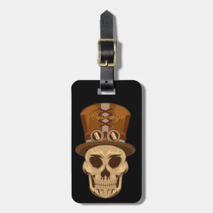 Steampunk Skull in Top Hat Thunder_Cove Luggage Tag