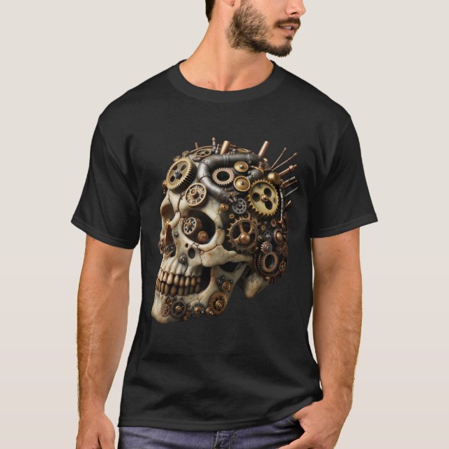Steampunk Skull Mechanics T-Shirt (Front)