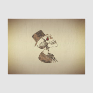 Steampunk Skull on Gold Tissue Paper