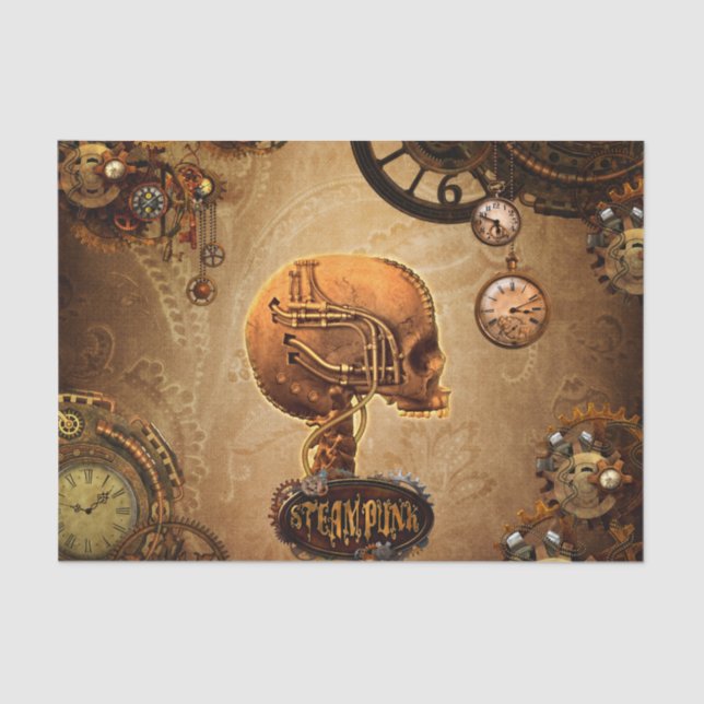 Steampunk skull tissue paper (Front)
