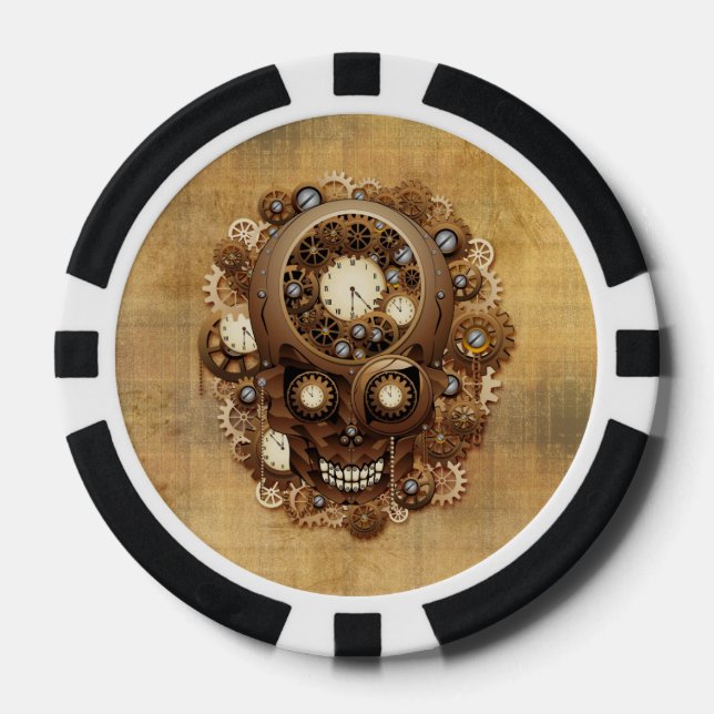 Steampunk Skull Vintage Style poker_chips Poker Chips (Front)