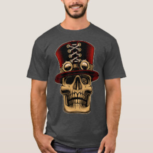 Steampunk Skull with Hat Retro Vintage Art Gift T-Shirt