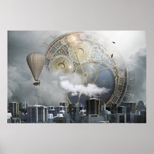 Steampunk Skyline Poster