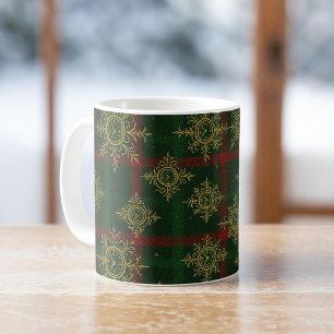 Steampunk Snowflake Red and Green Tartan Coffee Mug