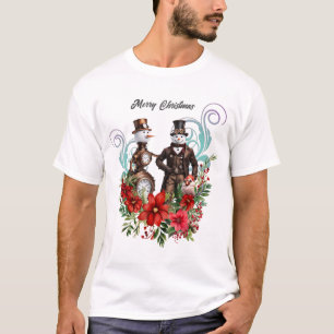 steampunk snowman and steampunk snowwoman T-Shirt
