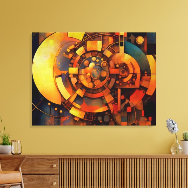 Steampunk Solar Mechanism Abstract Canvas Print (Insitu(LivingRoom))