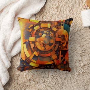 Steampunk Solar Mechanism Abstract Cushion