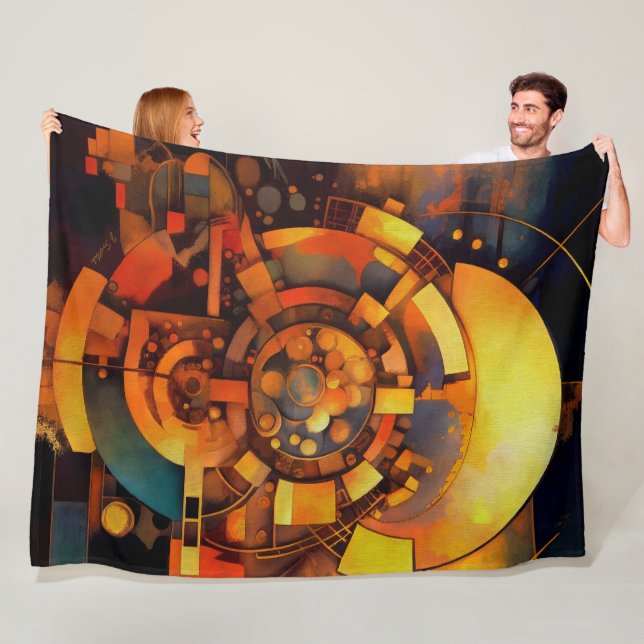 Steampunk Solar Mechanism Abstract Fleece Blanket (In Situ)