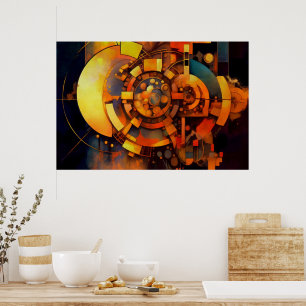 Steampunk Solar Mechanism Abstract Poster
