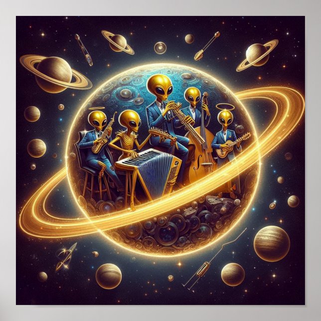 Steampunk Space Aliens Band Of Five Poster (Front)
