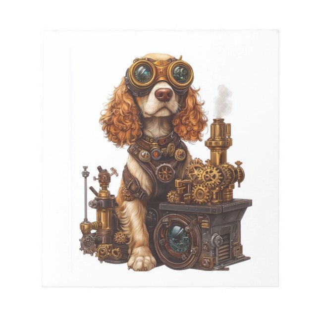 Steampunk Spaniel � Victorian Dog Inventor Notepad (Front)