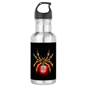 Steampunk spider on black 532 ml water bottle