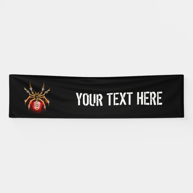 Steampunk spider on black banner (Horizontal)