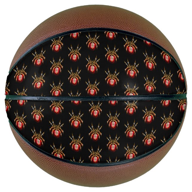 Steampunk spider on black basketball (Front)