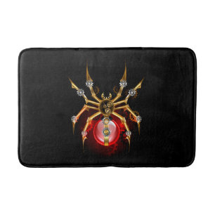 Steampunk spider on black bath mat