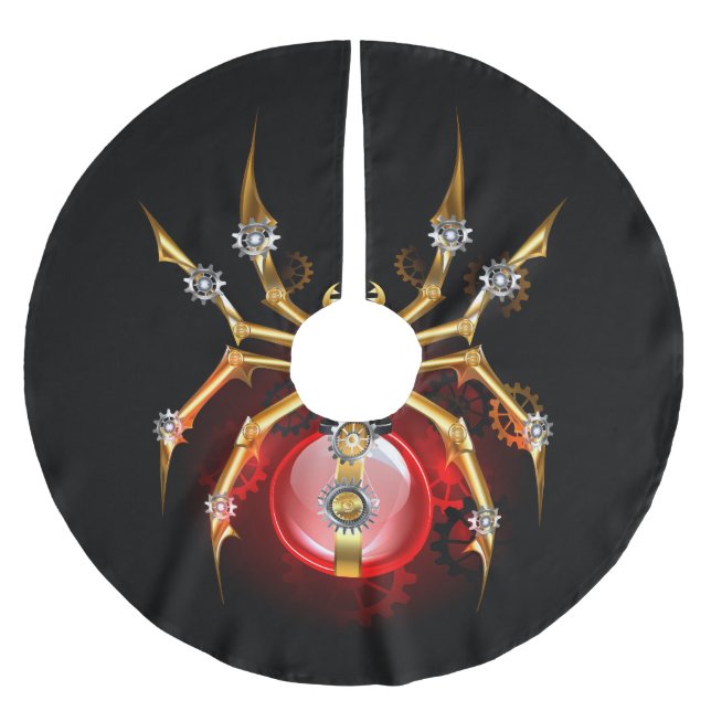 Steampunk spider on black brushed polyester tree skirt (Front)