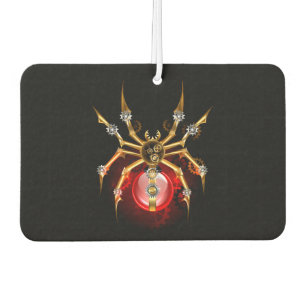 Steampunk spider on black car air freshener