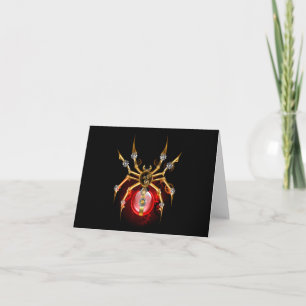Steampunk spider on black card
