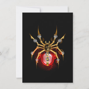 Steampunk spider on black card