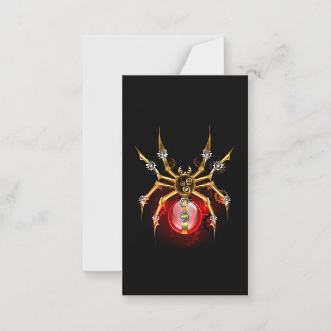 Steampunk spider on black card (Front)