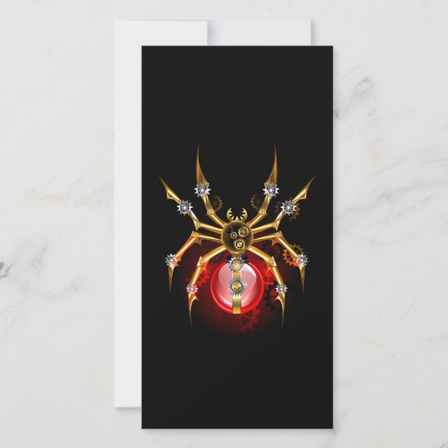 Steampunk spider on black card (Front)