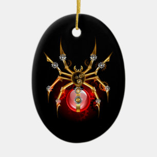 Steampunk spider on black ceramic tree decoration