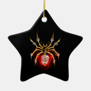Steampunk spider on black ceramic tree decoration